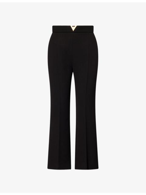 Straight-Leg Logo-Hardware Wool Trousers