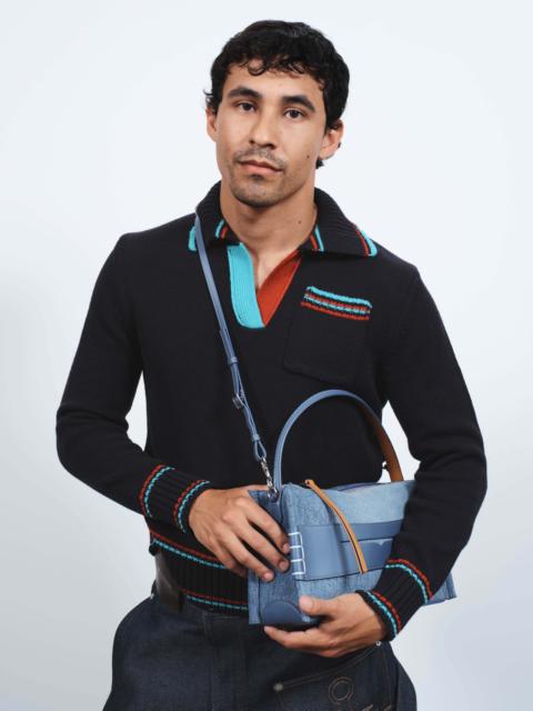 MENS SHRUNKEN POLO JUMPER IN BLACK