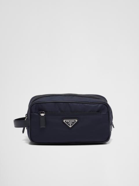 Re-Nylon and Saffiano leather travel pouch