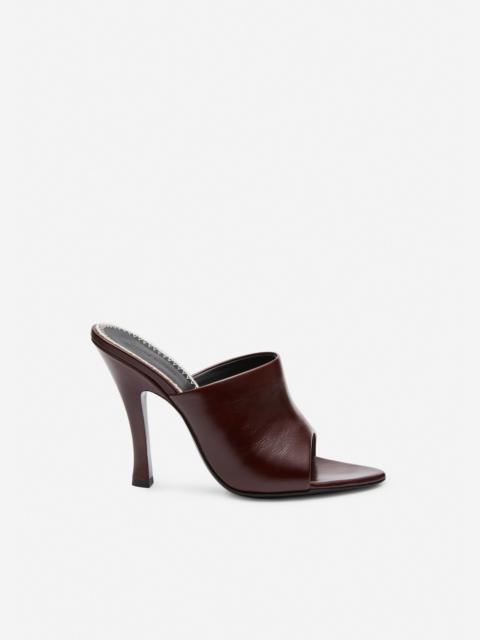 High-heel mules in burgundy leather
