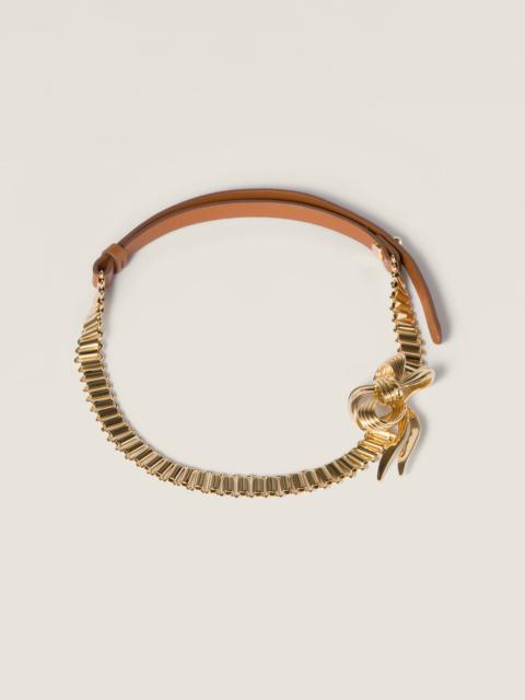 Metal and leather necklace