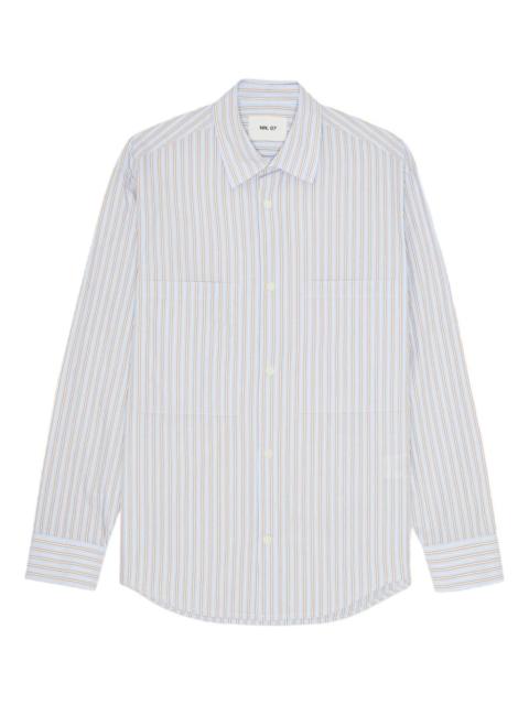 A light, smooth shirt in cotton, woven in a yarn dyed stripe.