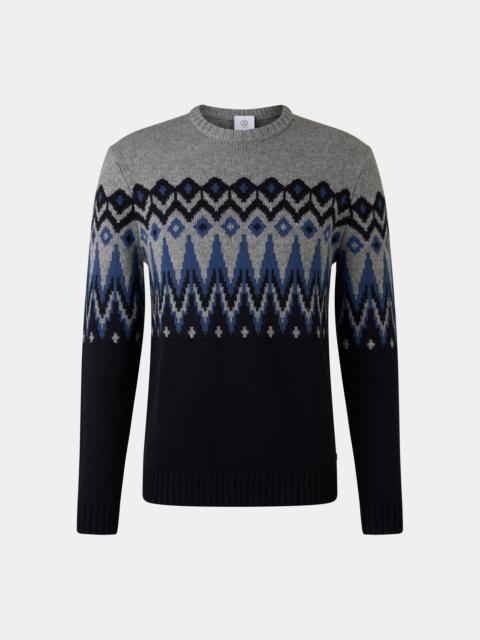 Norwegian pullover Ron in Navy blue/grey