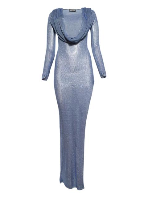 cowl-neck rhinestone gown