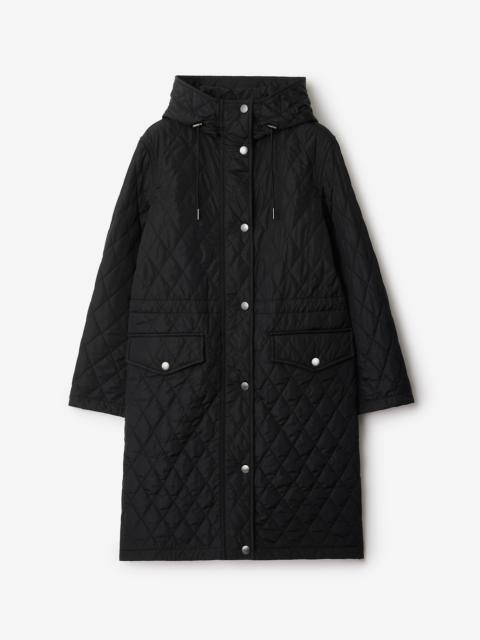 Quilted Nylon Hooded Coat