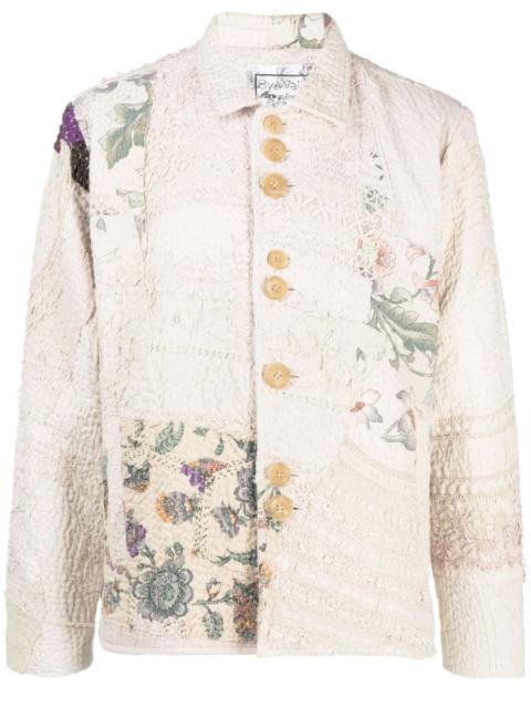 embroidered-patchwork cotton shirt jacket
