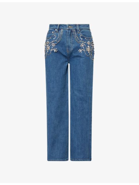 Jude Embellished Cropped Denim Jeans