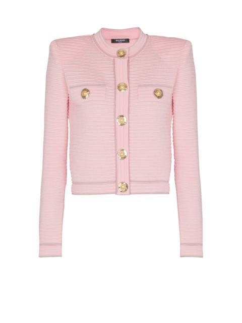 Long-sleeved textured knit cardigan