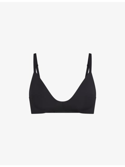 Wireless Form logo-embossed padded stretch-cotton bra
