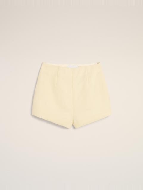 YELLOW WOOL HIGH WAIST MINI SHORT