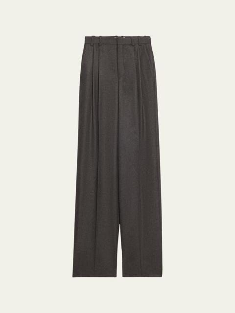 Wide-Leg Tailored Pants with Pleating