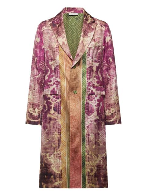damask-print panelled coat