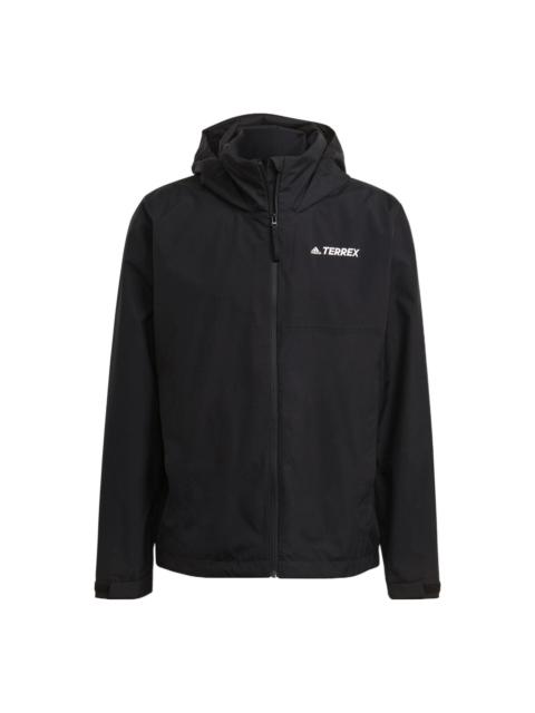 adidas Solid Color Brand Logo Printing hooded Long Sleeves Jacket Black GI7296