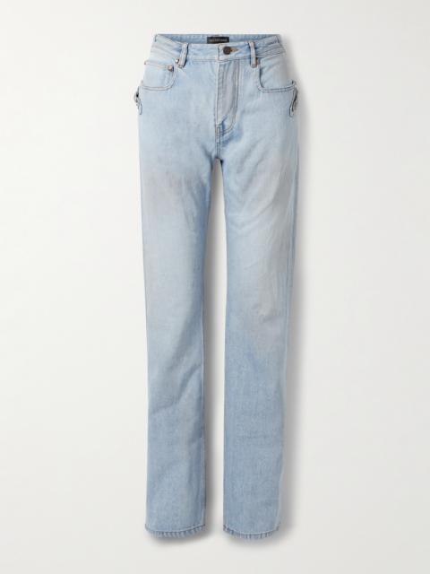City Studded High-rise Straight-leg Jeans