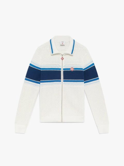 White & Blue Striped Mesh Track Jacket | Casablanca Paris