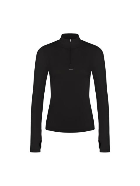 Womens Plant-Stretch Zipped Long Sleeve Top - Black