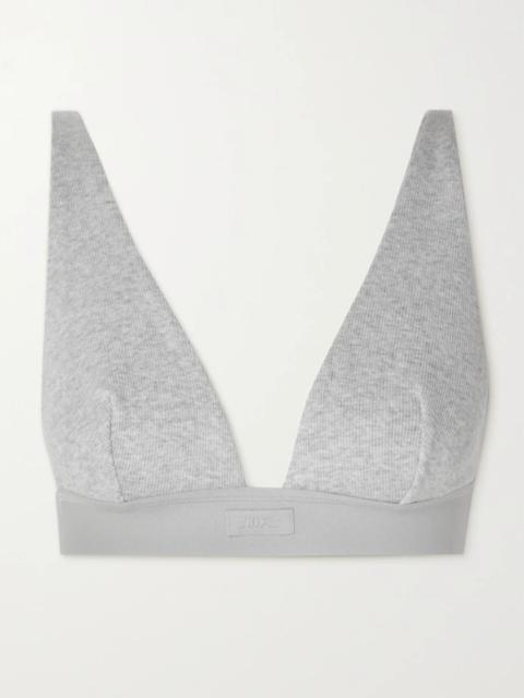Plunge Ribbed Cotton-blend Jersey Bralette