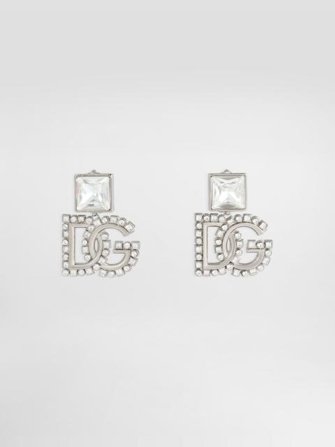 Rhinestone earrings with DG logo