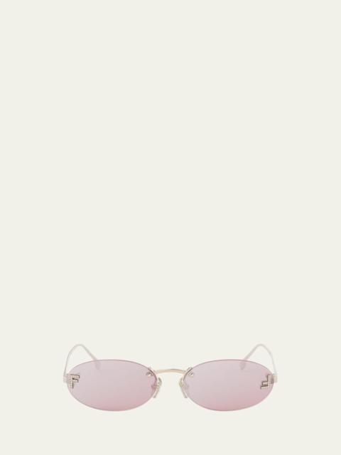 FF Crystal Metal Oval Sunglasses