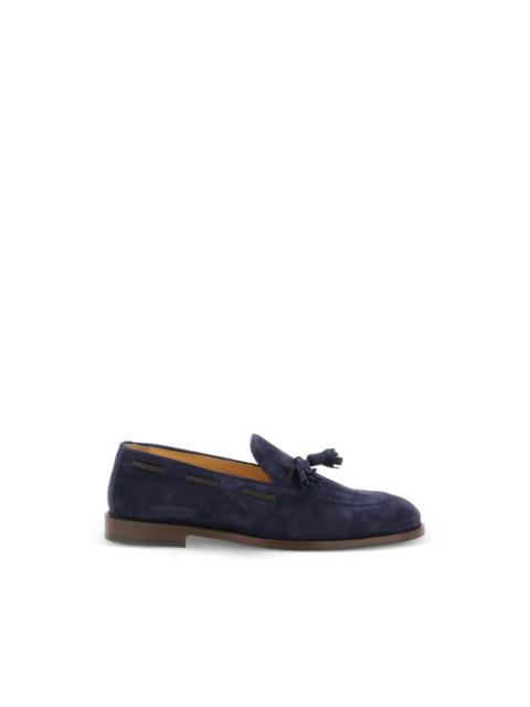 woven tassel-detail suede loafers