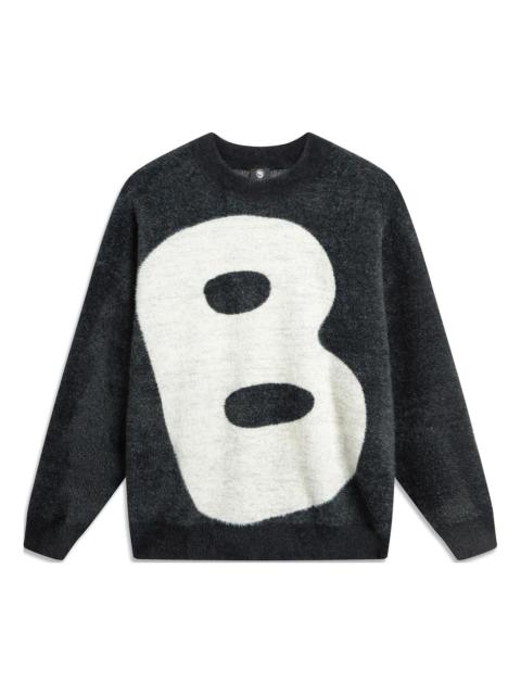 Li-Ning BadFive Big B Logo Knit Sweater 'Black White' AMBT147-3