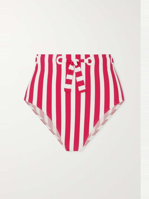 Samba Encanta eyelet-embellished striped bikini briefs