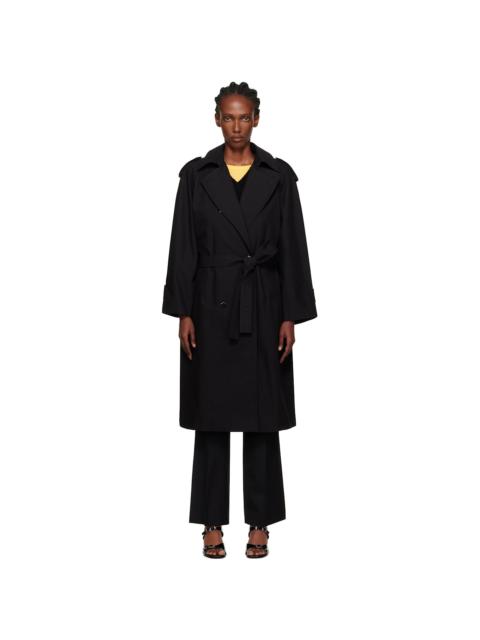 Black Oversized Double-Breasted Trench Coat