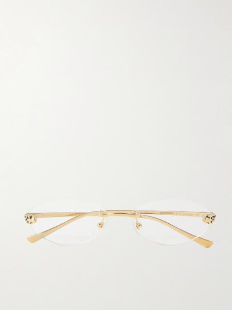 Panthère De Cartier Hexagon-frame Gold-tone Optical Glasses