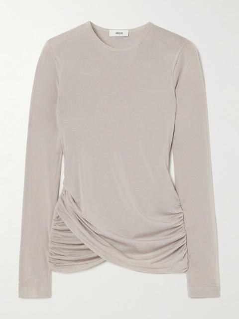 Eve Twist Ruched Draped Stretch-lyocell Jersey Top