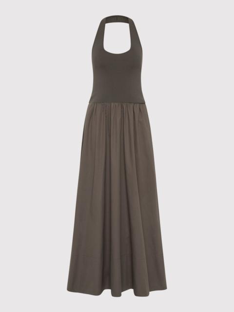 Halter Gathered Dress - Khaki