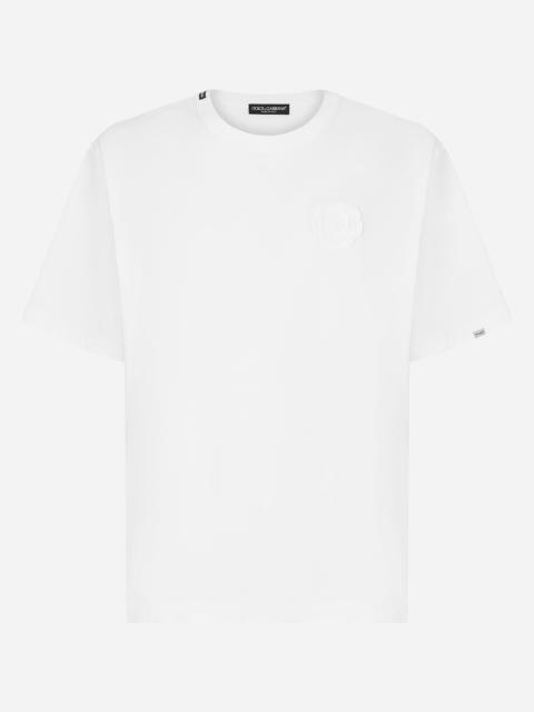 Cotton T-shirt with logo embroidery