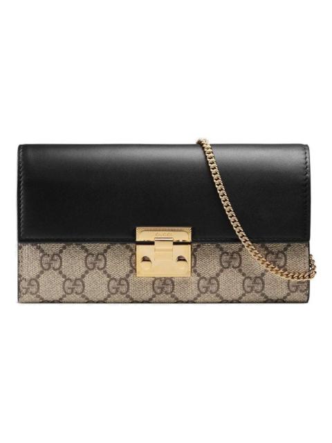 (WMNS) Gucci Padlock Metallic Logo Canvas Chain handbag / Black 453506-KLQIG-8575
