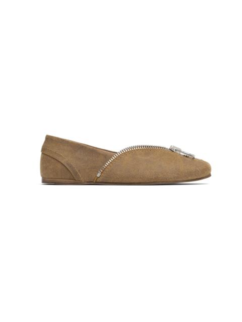 Tan Biker Ballerina Flats