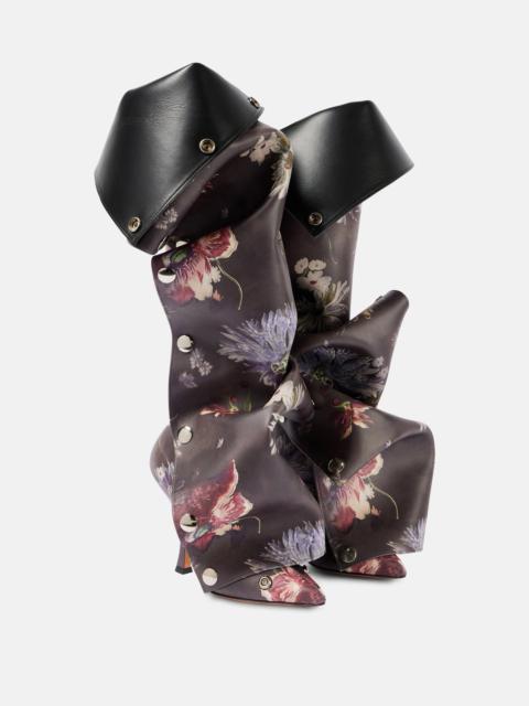 Snap 100 floral leather knee-high boots