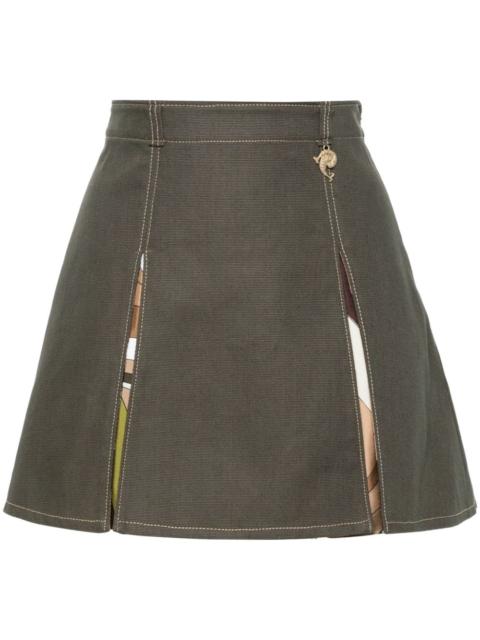 box-pleated twill miniskirt