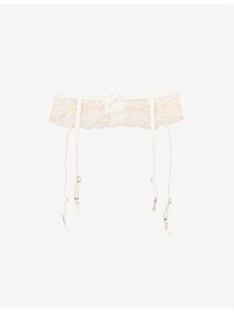 Lindie floral mesh suspender belt