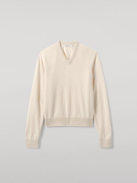 Classic Cashmere Cream V Neck Jumper