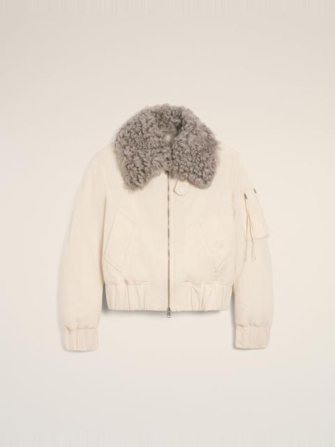 WHITE NYLON PADDED BOMBER