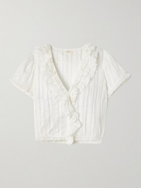 Bernadette Lace-trimmed Pintucked Organic Cotton-voile Blouse