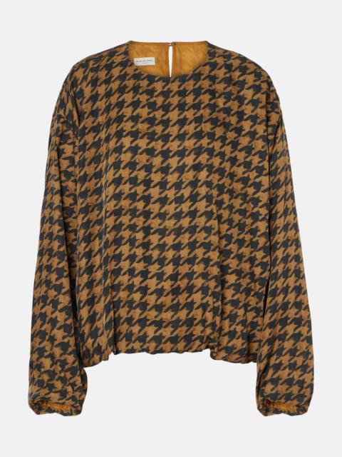 Houndstooth satin blouse