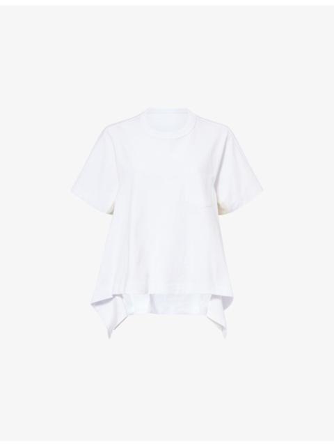 Relaxed Satin-Panel Cotton-Jersey T-Shirt