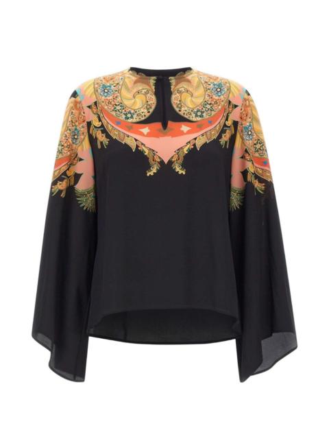 flared-sleeve paisley blouse
