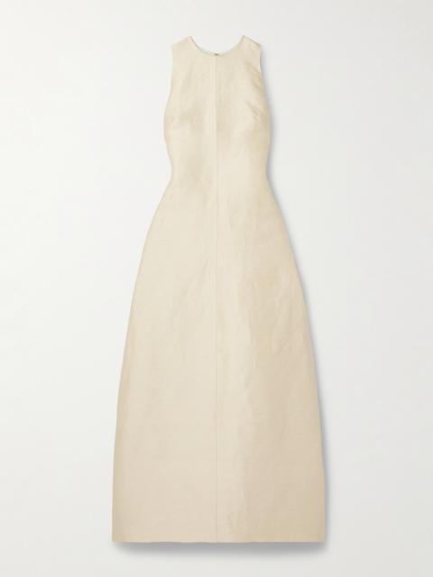 The Shiva Paneled Linen And Silk-blend Dupioni Gown