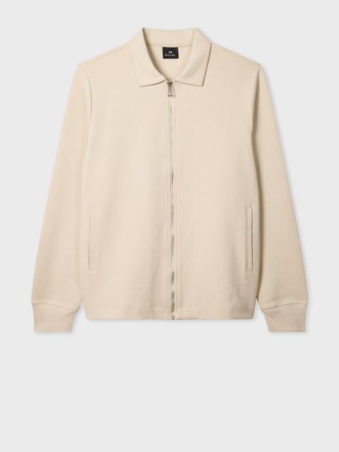 Ecru Double-Face Jersey Zip-Front Sweatshirt