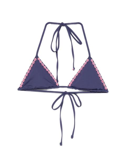 Nick floral-embellished triangle bikini top