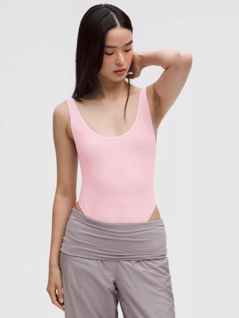 Wundermost Ultra-Soft Nulu Mesh Scoop-Back Sleeveless Thong Bodysuit