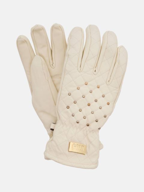 Glisten studded leather ski gloves