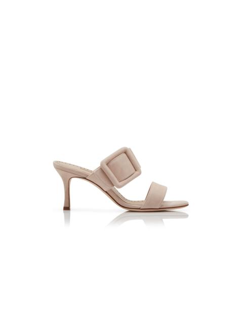 Light Beige Suede Open Toe Mules