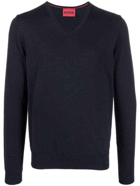 V-neck long-sleeve jumper