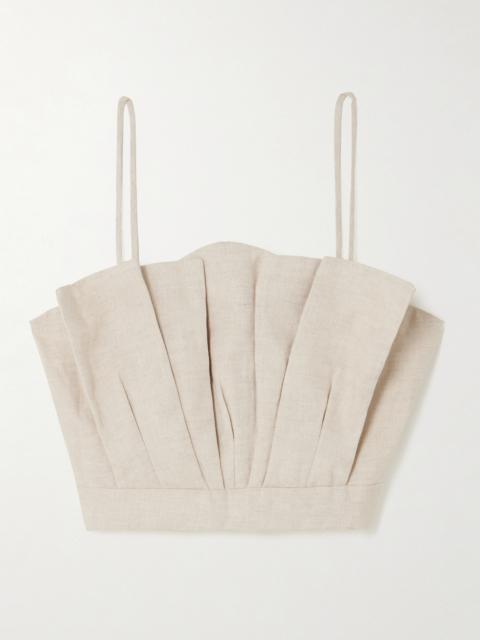 Amapolas Pleated Linen Bustier Top